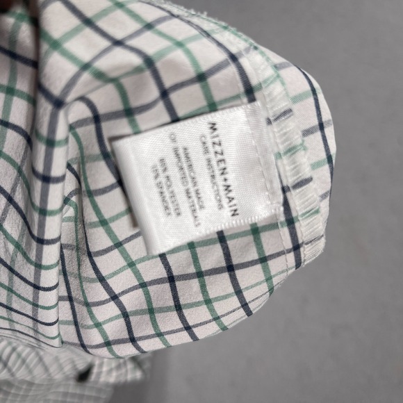 Mizzen+Main Leeward Collection Shirt XL Trim Fit Green Navy Check Performance - Picture 10 of 12